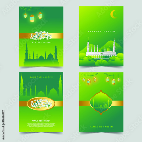 Ramadan Greeting Card gradient green