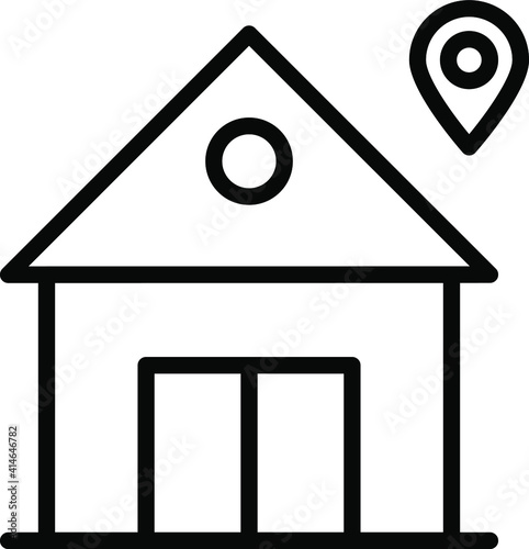 Postal Address Concept, House with GPS Location Pin Vector Icon Design, postal service symbol physically transporting postcards and parcels Sign, Courier and Shipping Services Stock illustration