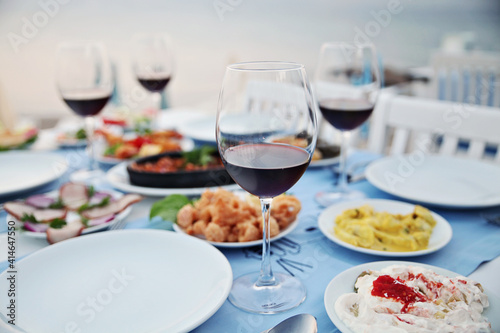 Sea food at a Mediterranean restaurant