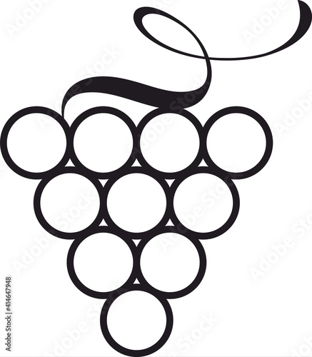 grape branch icon and logo, black graphic silhouette
