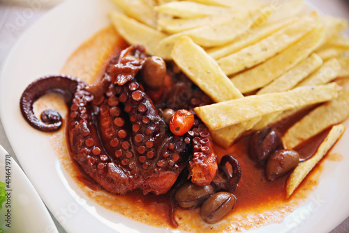 Sea food at a Mediterranean restaurant