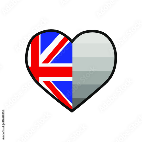 Free Download Vector illustration of the heart filled with the United Kingdom flag and the alternate Straight  pride flag on white background. - GFXLoad