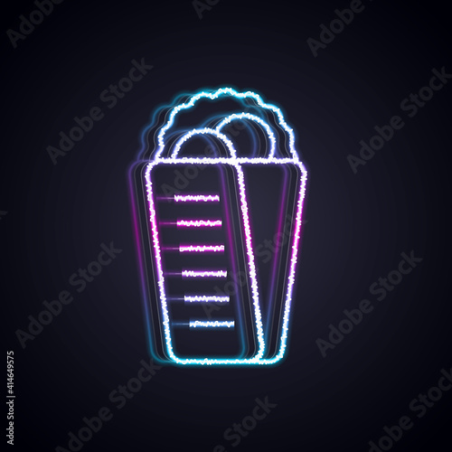 Glowing neon line Gyros Pita Greek fast food traditional cuisine icon isolated on black background. Gyro with greek salad in tzatziki sauce wrapped sandwich. Vector.