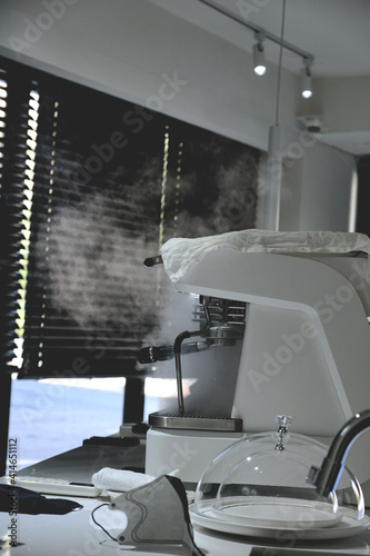 espresso coffee machine steam photo