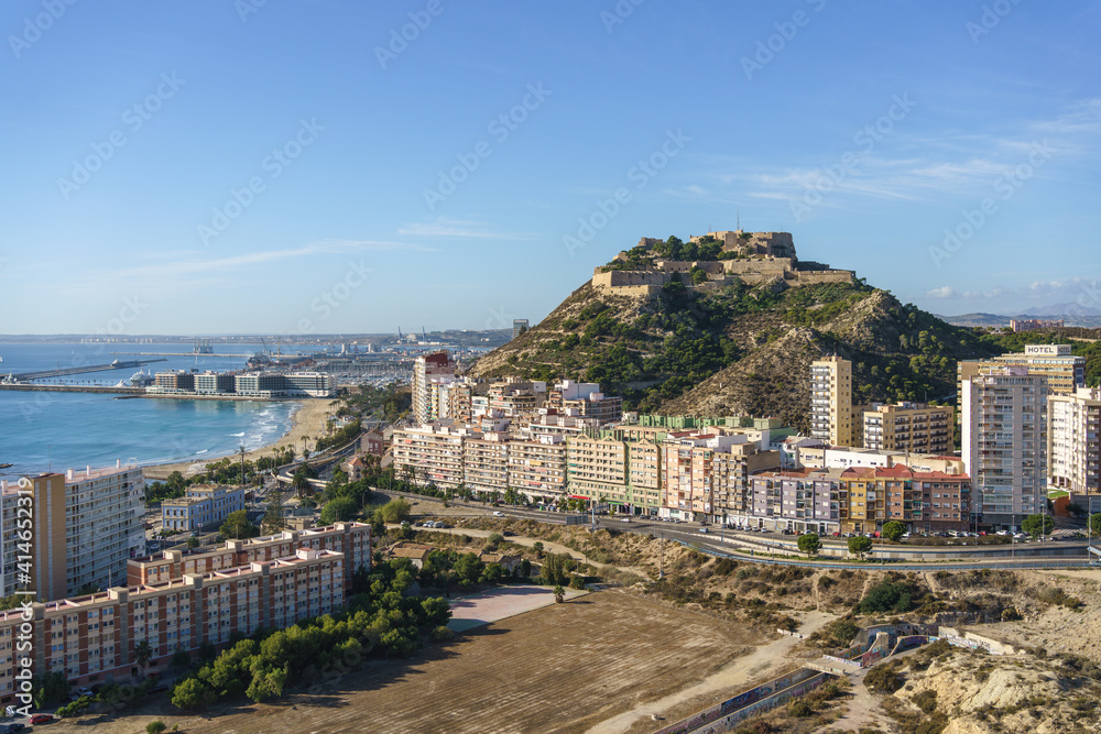 Alicante, Spain. November 21, 2020. View of Alicante from Serra Grosa on a sunny day.