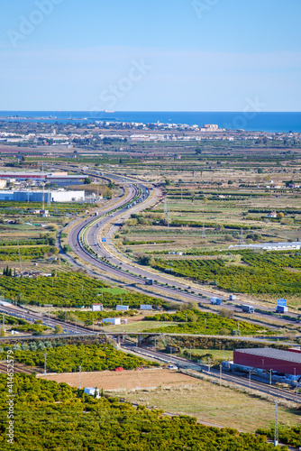 Almenara, Spain. Spanish AP7 highway form a S in Castellón Province.