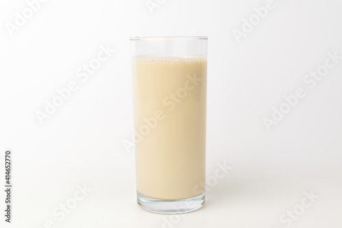 Soy milk on white background