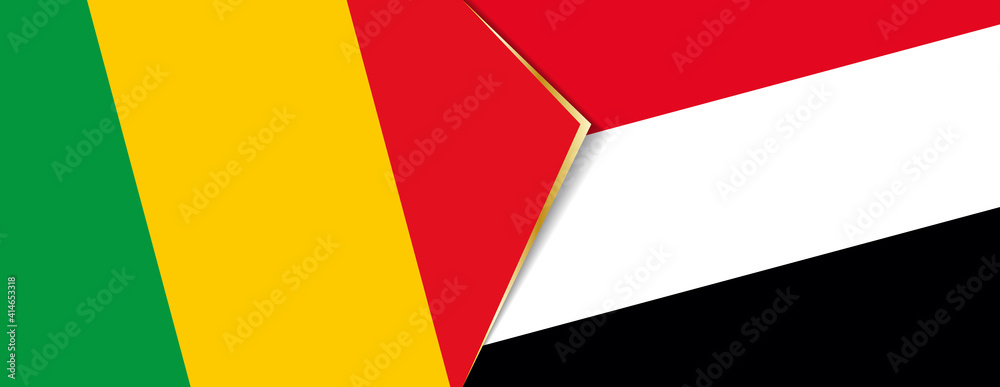 Mali and Yemen flags, two vector flags. Mali and Yemen flags, two vector flags.