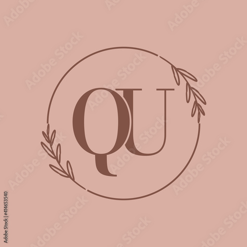 Simple Elegant Initial Letter Type QU Logo Sign Symbol Icon, Logo Design Template