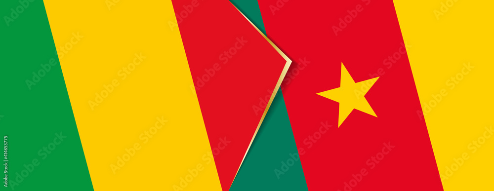 Mali and Cameroon flags, two vector flags. Mali and Cameroon flags, two vector flags.