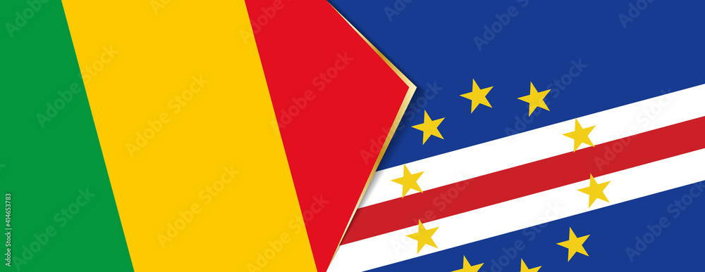 Mali and Cape Verde flags, two vector flags.