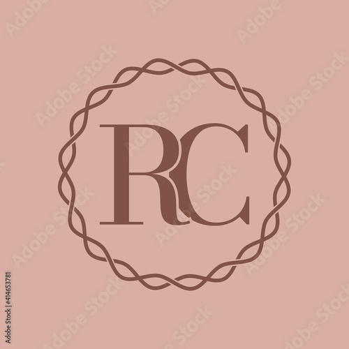 Simple Elegant Initial Letter Type RC Logo Sign Symbol Icon, Logo Design Template