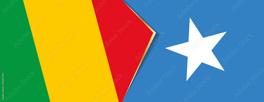 Mali and Somalia flags, two vector flags. Mali and Somalia flags, two vector flags.