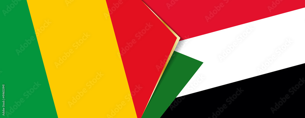 Mali and Sudan flags, two vector flags. Mali and Sudan flags, two vector flags.