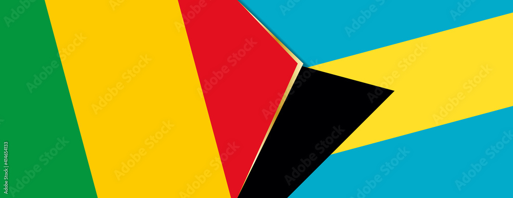 Mali and The Bahamas flags, two vector flags. Mali and The Bahamas flags, two vector flags.
