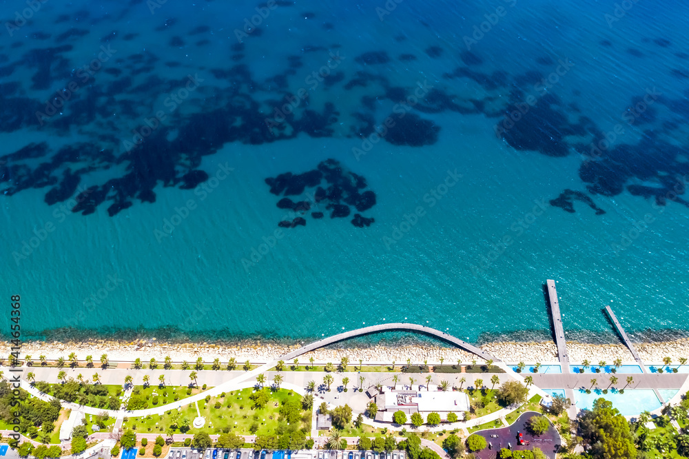 Aerial view of Limassol seafront promenade, Cyprus