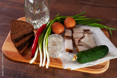 snack with Russian vodka