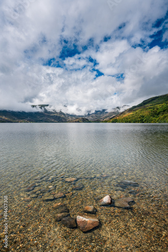Calm and transparent waters in Lake Sanabria, the largest natural lake on the Iberian peninsula and the largest lake of glacial origin in Europe It is located in Zamora province, Castilla y León
 photo