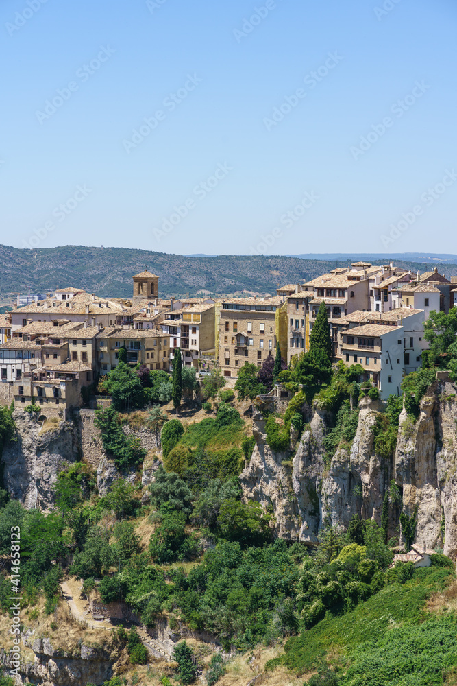 Cuenca (Castilla-La Mancha, Spain) skyline from the top of this UNESCO World Heritage Spanish city in a sunny day. 