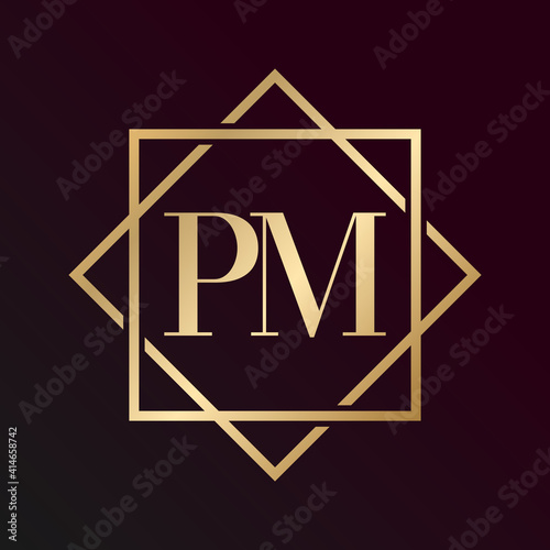 Simple Elegant Initial Letter Type PM Logo Sign Symbol Icon, Logo Design Template