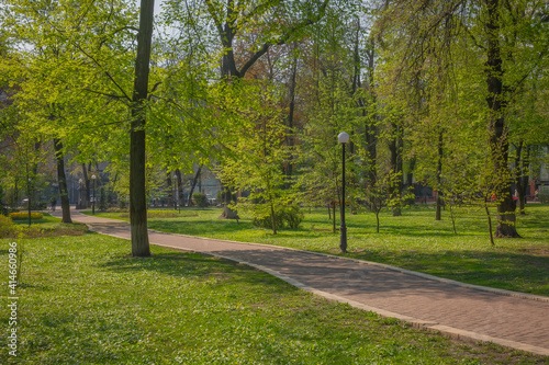 Bright and sunny spring day in city park © e_polischuk