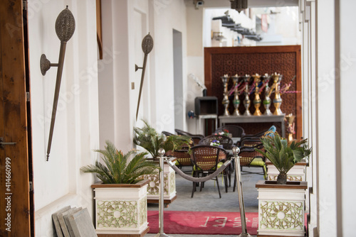 Architecture details of traditional arabian market Souq Waqif in Doha City in Qatar photo