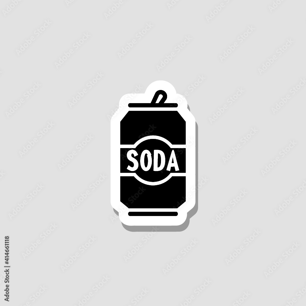 Soda can sticker icon isolated on white background