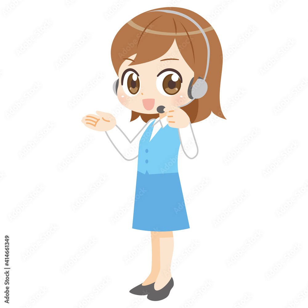 Customer service female anime style illustration アニメ風 テレフォンオペレーターの女性 Customer service female anime style illustration アニメ風 テレフォンオペレーターの女性