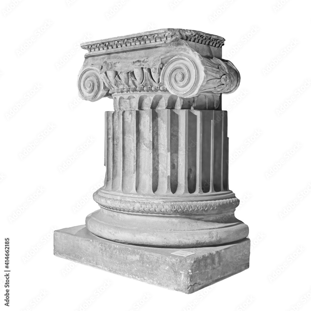 Capital Of The Ancient Greek Ionic Order Isolated Over White Background Capital Of The Ancient Greek Ionic Order Isolated Over White Background