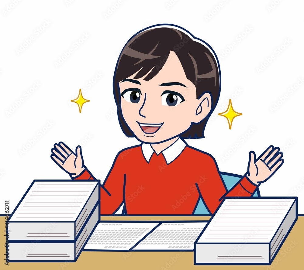 書類が沢山と女性 書類が沢山と女性