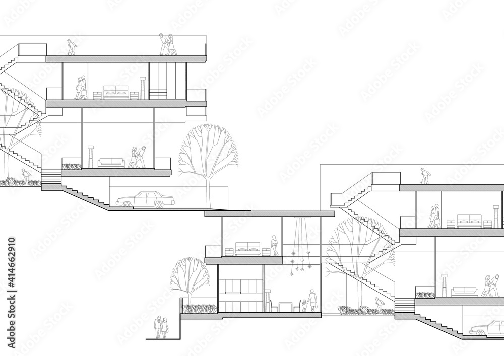 Obraz premium Write a blueprint architecture for building.