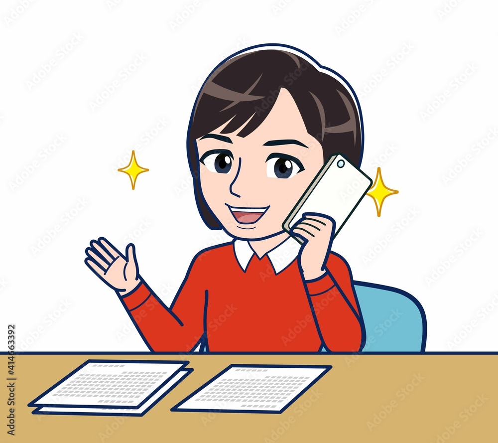 スマホで問い合わせる主婦