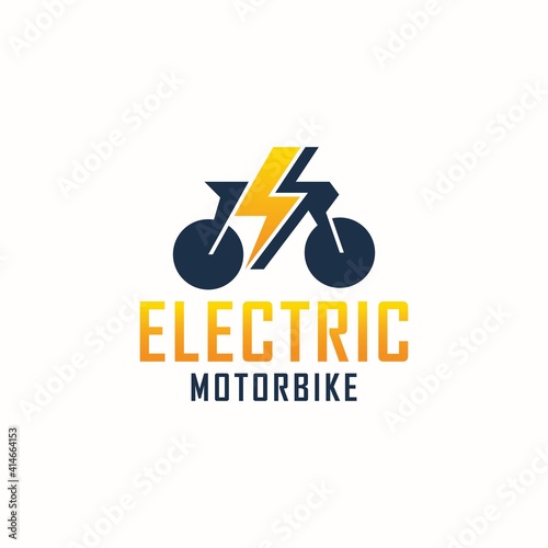 Eco-friendly technology electric motorcycle template logo design.