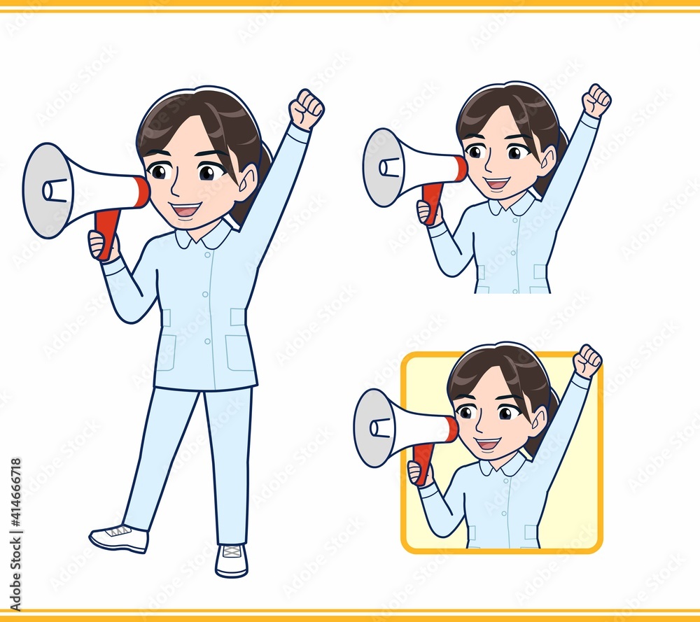 拡声器を持っている医療従事者