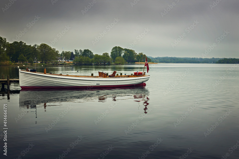 Fototapeta premium Boat on Esrum lake Denmark