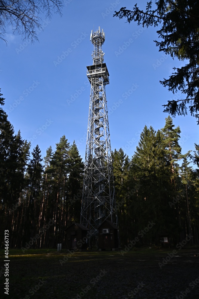 Obraz premium Metal lookout tower Panska Drmoul in Czech republic