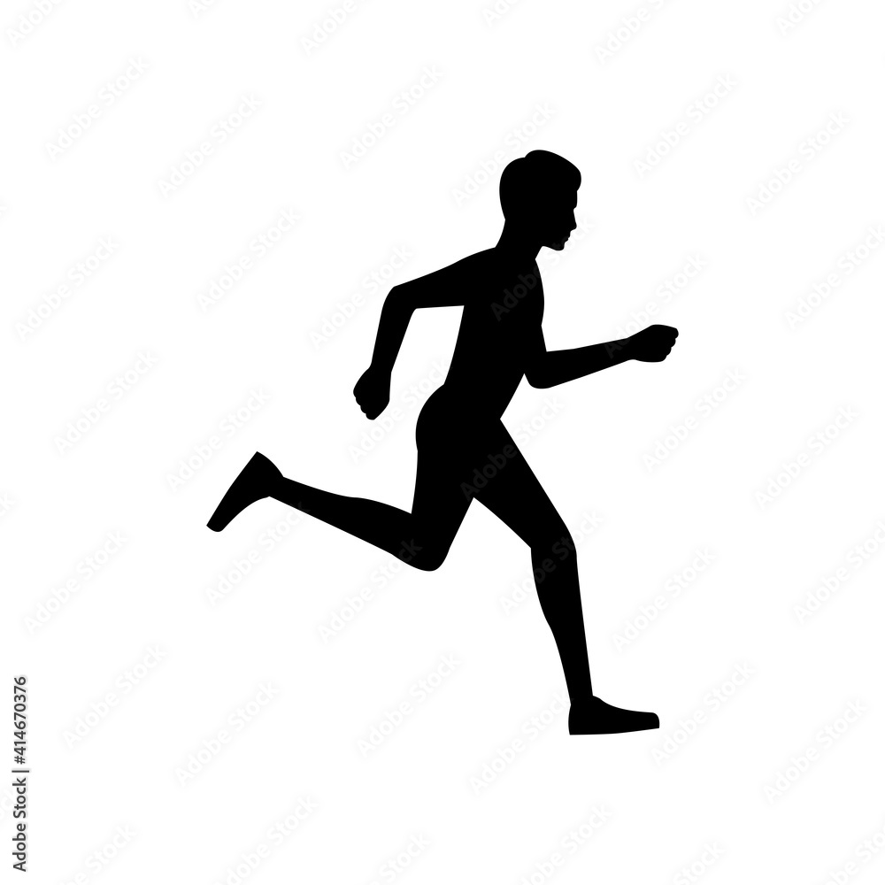 black silhouette design with isolated white background of people running