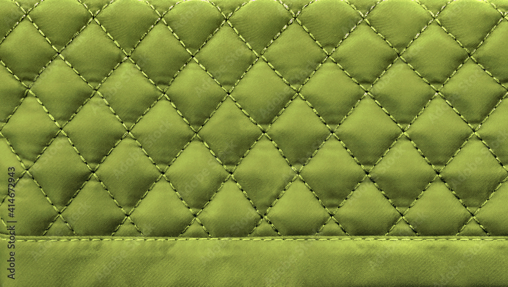 Fototapeta premium diamond stitching pattern, green quilted fabric texture background