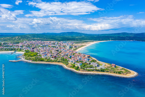 Aerial view of Bulgarian seaside town Primorsko photo