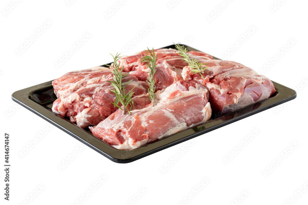 Raw fresh lamb meat isolated on white background