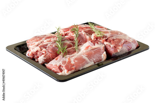 Raw fresh lamb meat isolated on white background