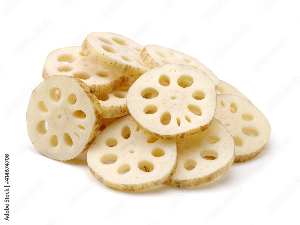 Lotus root on the white background