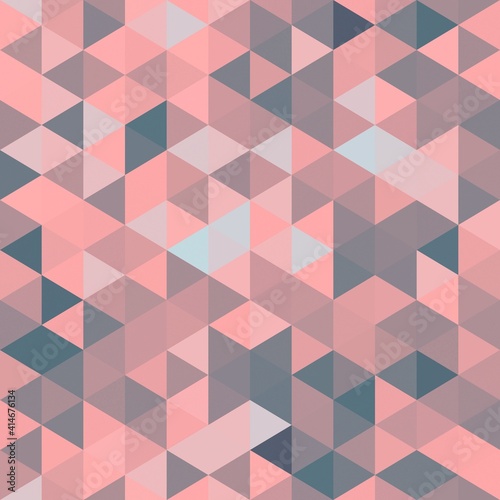 Seamless pink pattern of triangles. Polygonal background. Vintage colors.