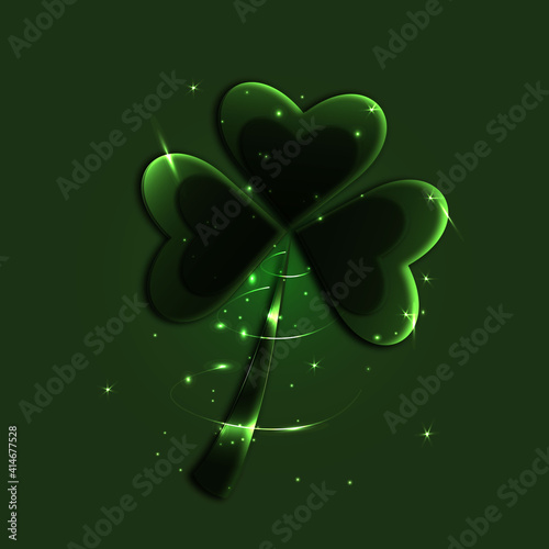 
green four-leaf lucky clover leaf vector illustration 