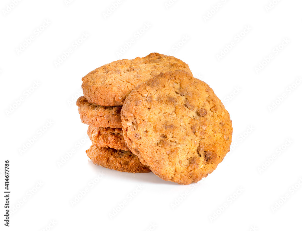 Isolated oatmeal cookies and cereals on a white background Isolated oatmeal cookies and cereals on a white background