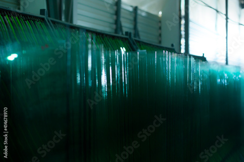 fragmentary abstract cut glass with soft focus in a glass workshop for window making