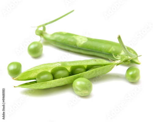 Fresh peas isolated on white background