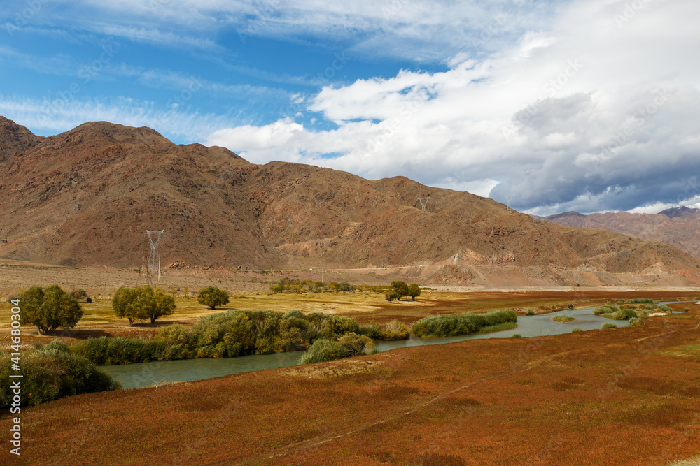 Chu River, Kyrgyzstan, border between the Issyk-Kul region and the Naryn region Chu River, Kyrgyzstan, border between the Issyk-Kul region and the Naryn region