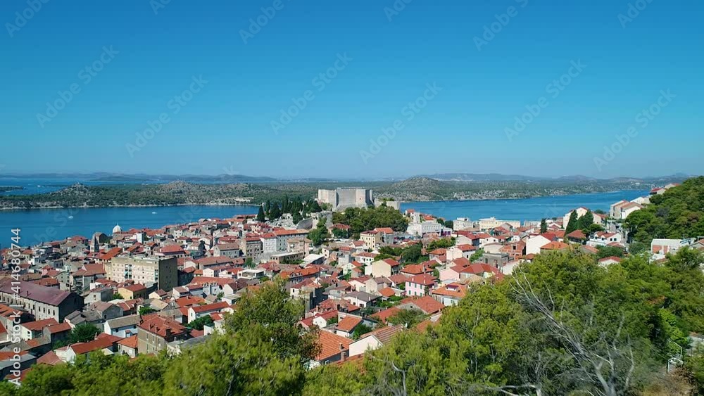 Aerial view of Michael fortress at the bay of Sibenik, Croatia. Aerial view of Michael fortress at the bay of Sibenik, Croatia.