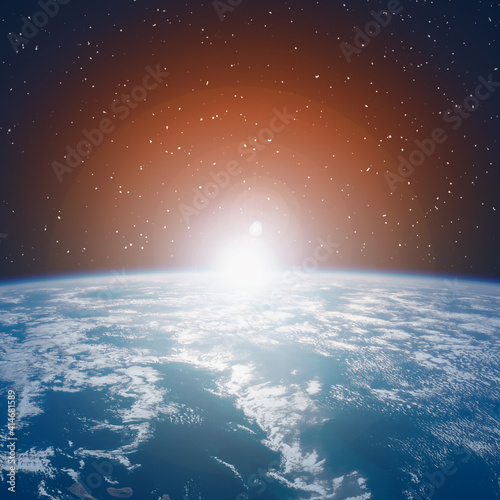 Fototapeta Naklejka Na Ścianę i Meble -  Epic sunrise from space. The elements of this image furnished by NASA.